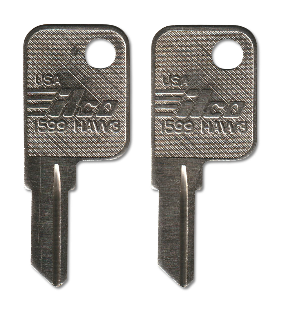 Key code ML151-ML200 Haworth replacement key pair, HAW3 blank (back)