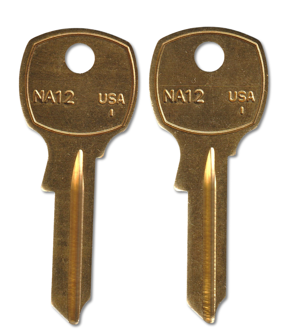 Key code T1-T240 National replacement key pair, NA12 blank (back)