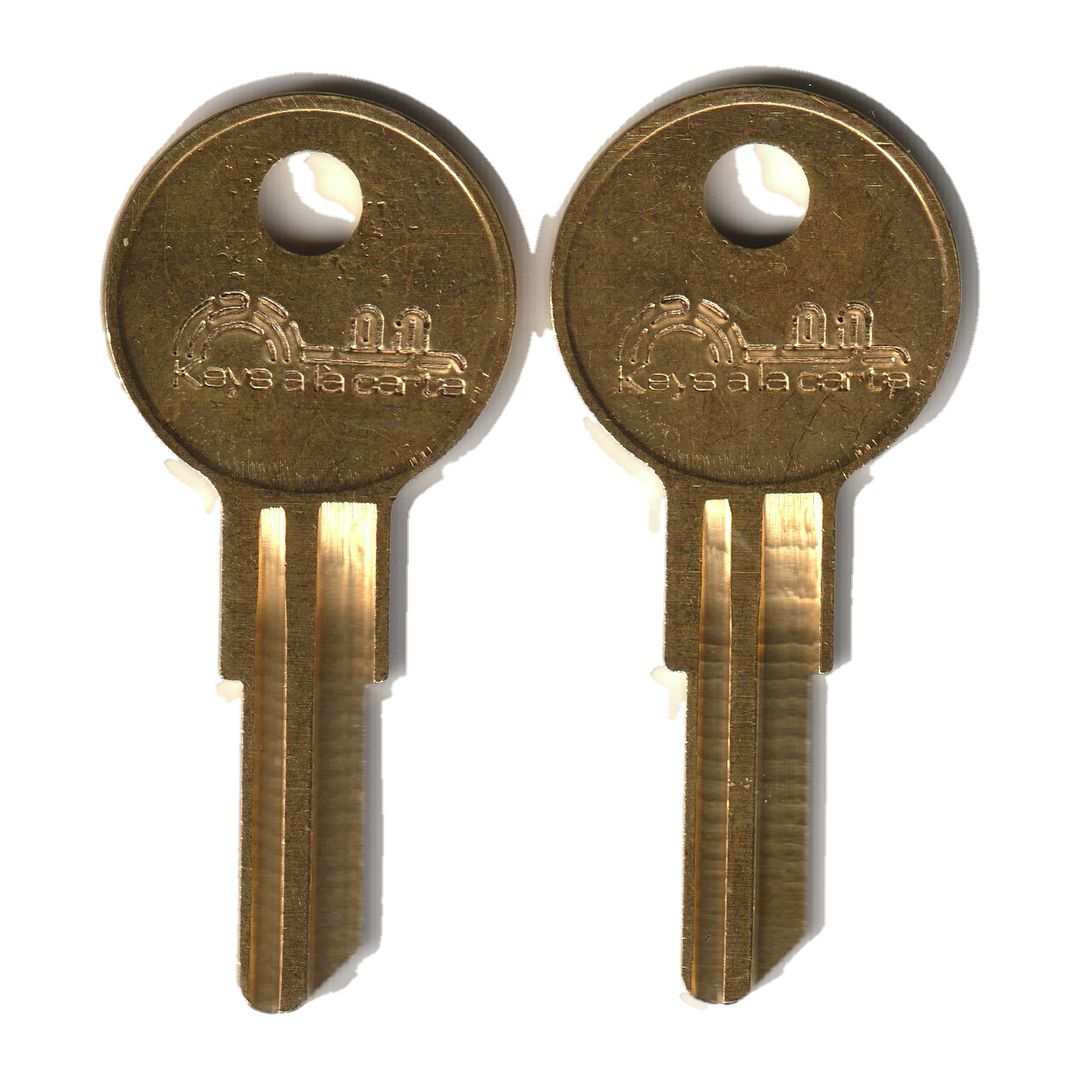 Key code BJ001-BJ200 Chicago / Allsteel replacement key pair, CG16 blank (front)