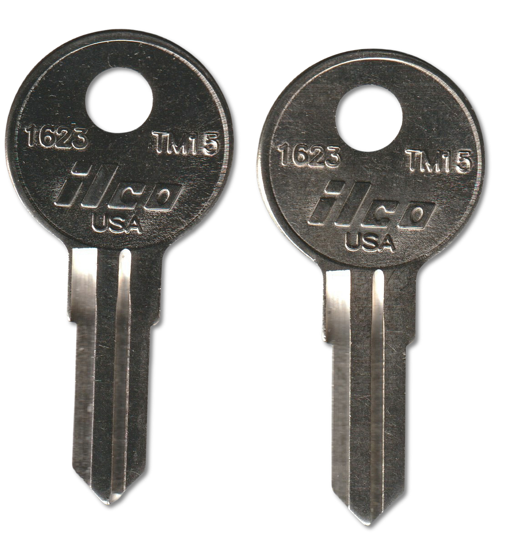 Key code T700-T729 TriMark replacement key pair, TM15 blank (back)