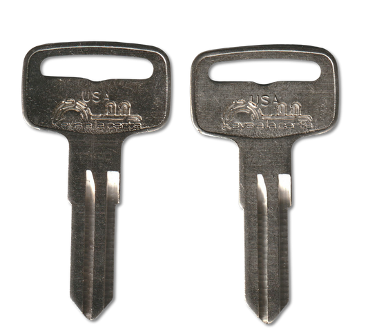 Key code 2200-3105 Bombardier replacement key pair, YM56 blank (front)