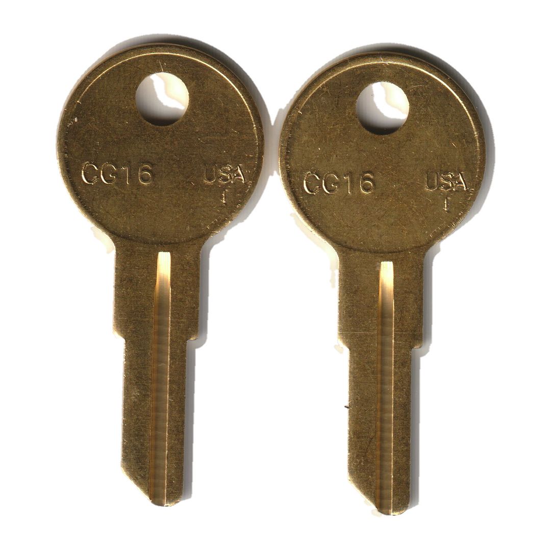 Key code BJ001-BJ200 Chicago / Allsteel replacement key pair, CG16 blank (back)
