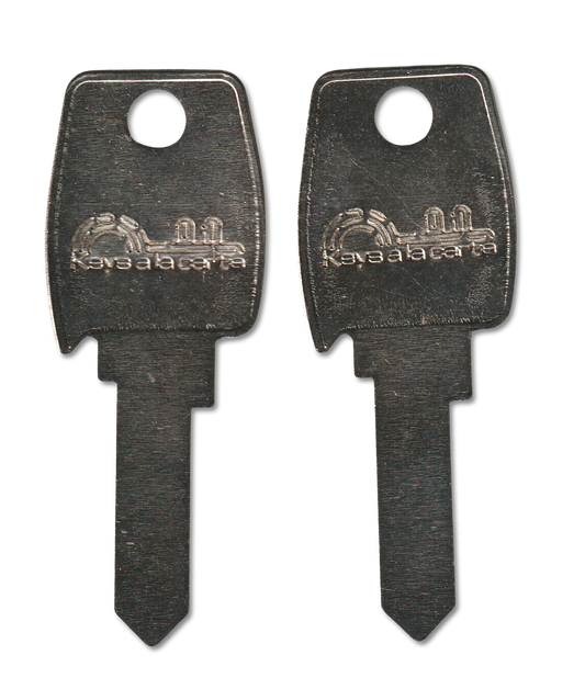 Key code 31001-99000 Lowe & Fletcher replacement key pair, LF7 blank (front)