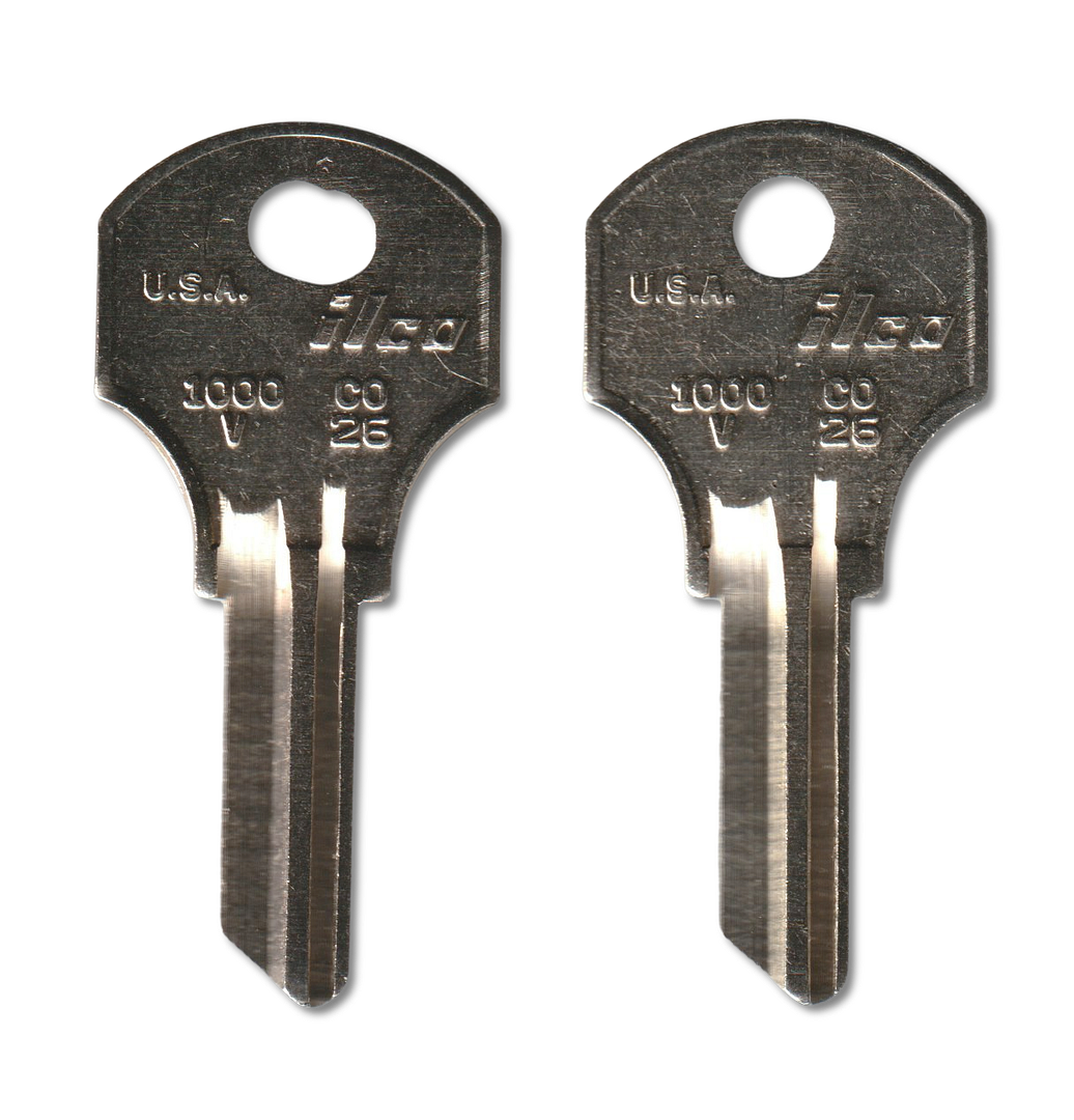 Key code RH001-RH050 Corbin replacement key pair, CO26 blank (back)