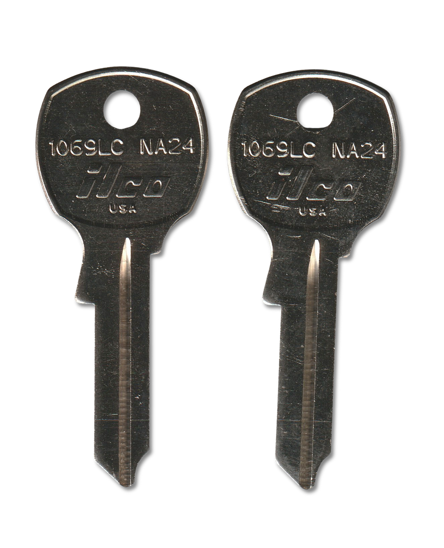 Key code BN1250-BN3199 National replacement key pair, 1069LC blank (back)