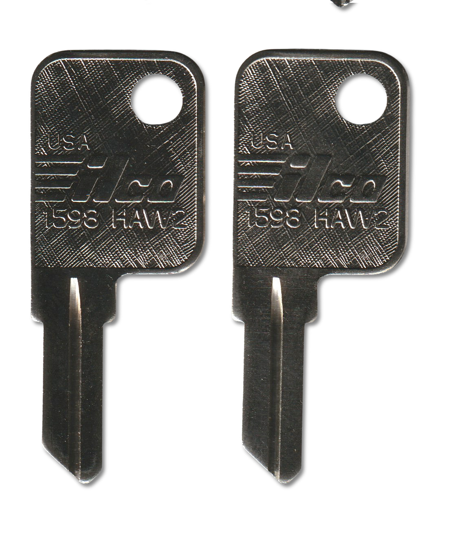 Key code ML201-ML250 Haworth replacement key pair, HAW2 blank (back)