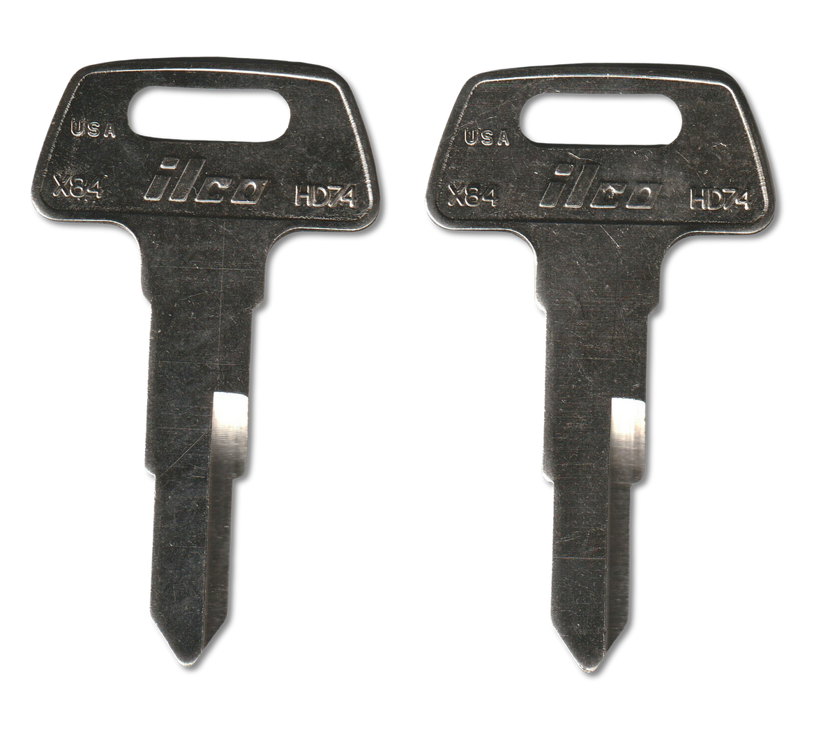 Key code 123 replacement key pair, HD74 blank (back)