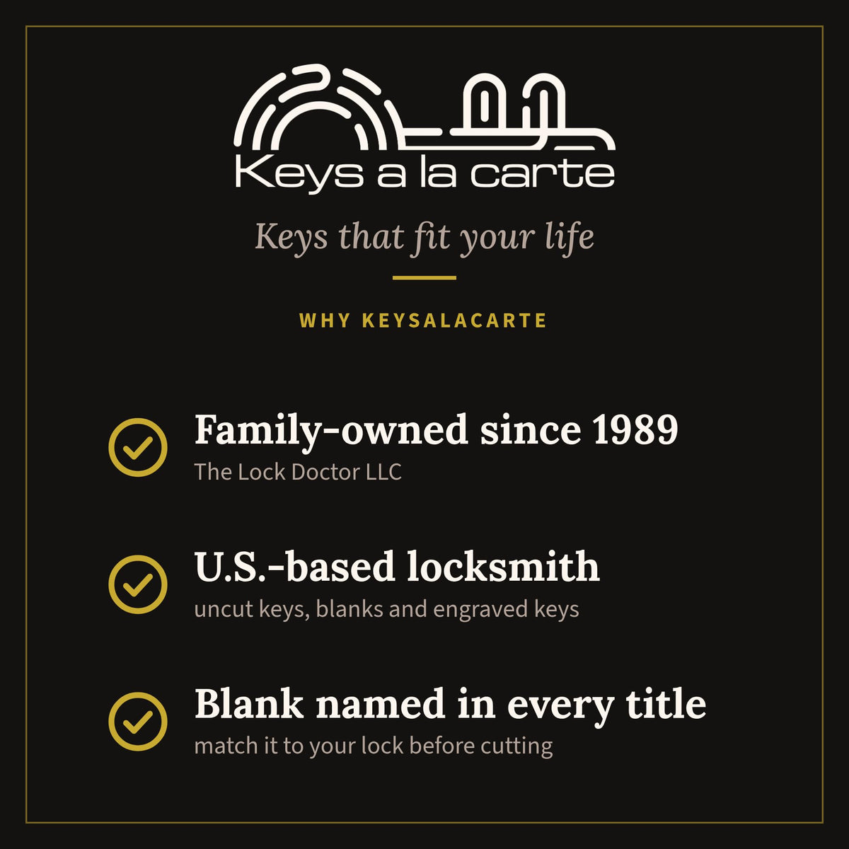 KEYSALACARTE, family-owned U.S. locksmith since 1989